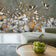 Gold & Green Branch with spring Flowers Mural Wallpaper M1208 (this color)
