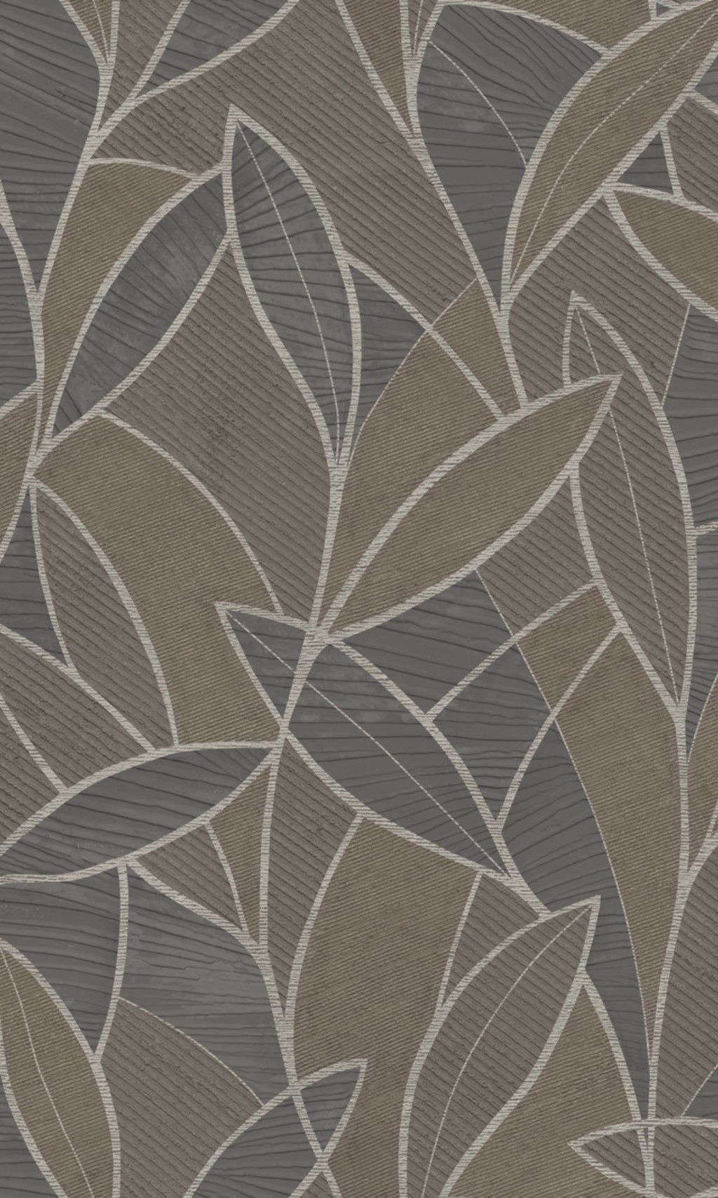 Graphite Leaf Motif With Outlines Tropical Wallpaper R9037 – Walls ...