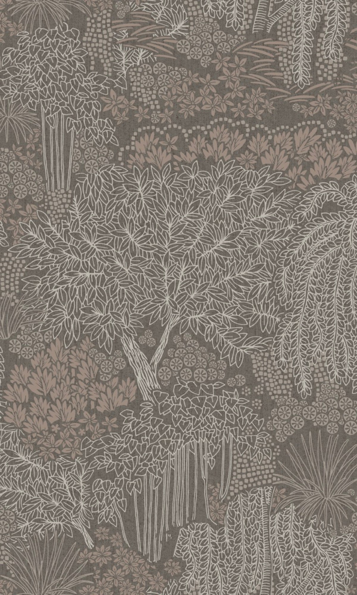 Graphite Metallic Garden Tropical Wallpaper R9050