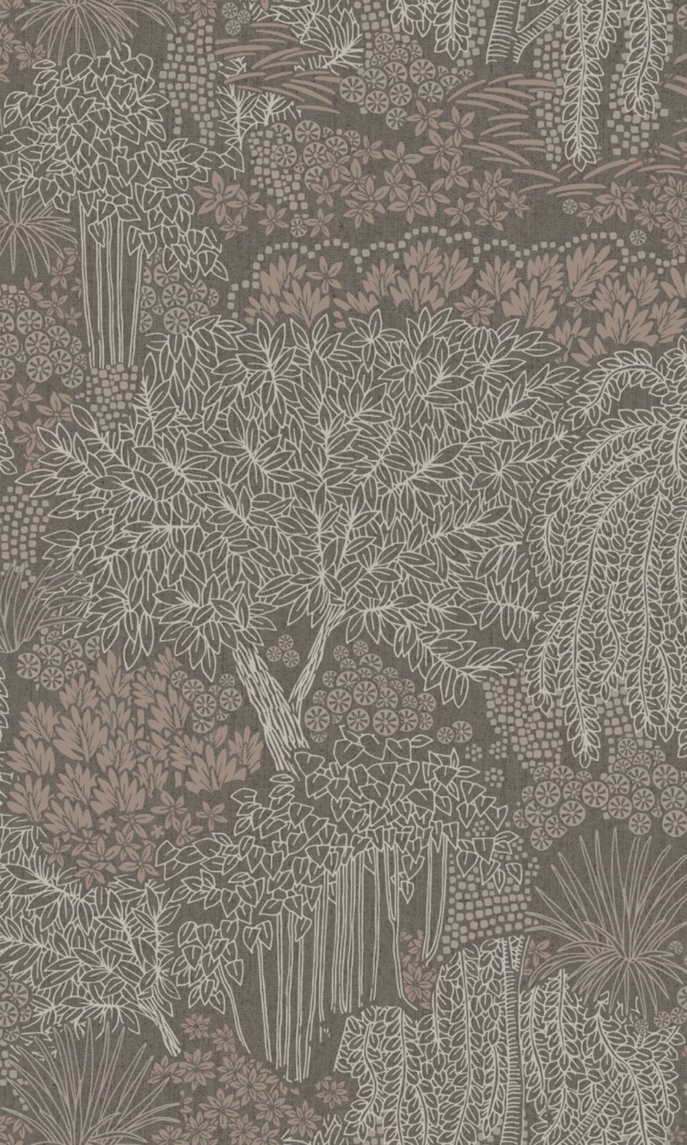 Graphite Metallic Garden Tropical Wallpaper R9050