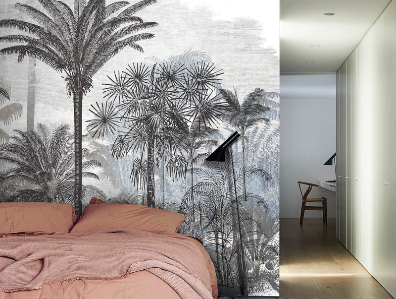 Gray Dense Forest Mural Wallpaper M1176