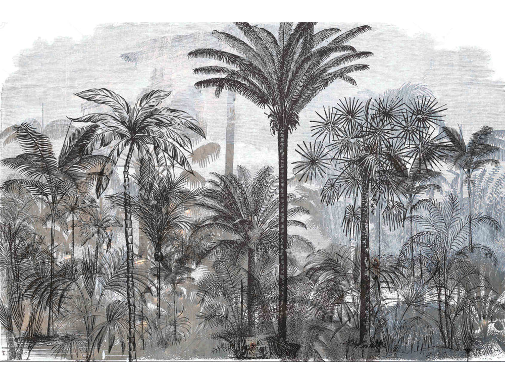 Gray Dense Forest Mural Wallpaper M1176