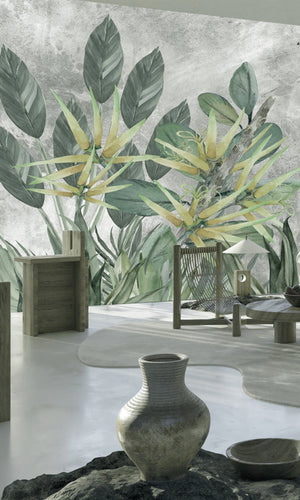 Gray Flower Garden Mural Wallpaper M1222