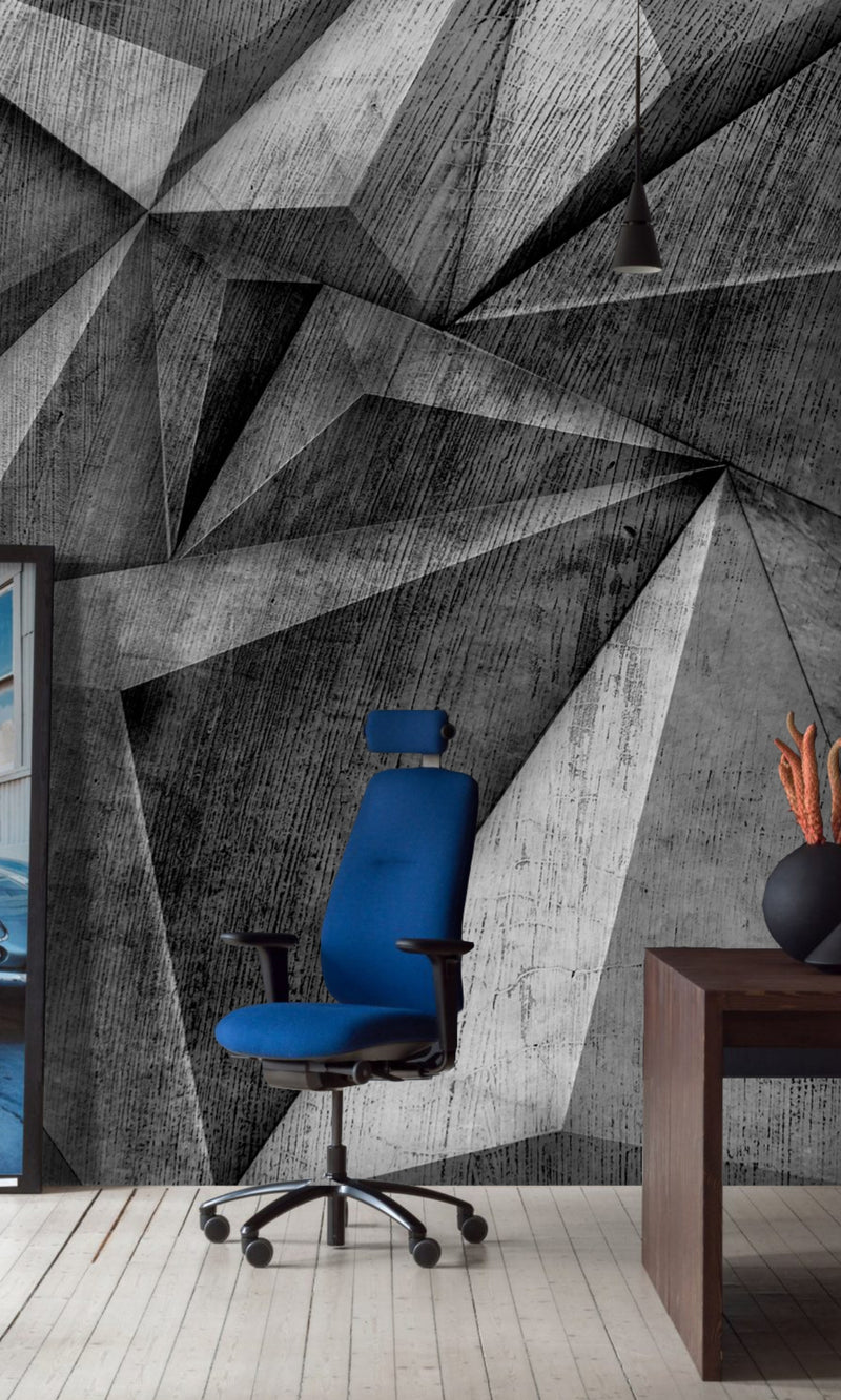 Gray Geometric Concrete Mural M1229 Wallpaper
