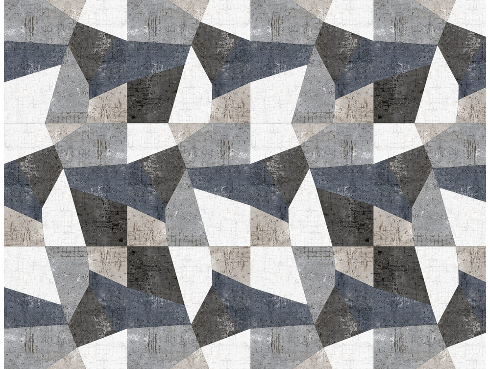 Gray Geometric Tiles Mural Wallpaper M1341