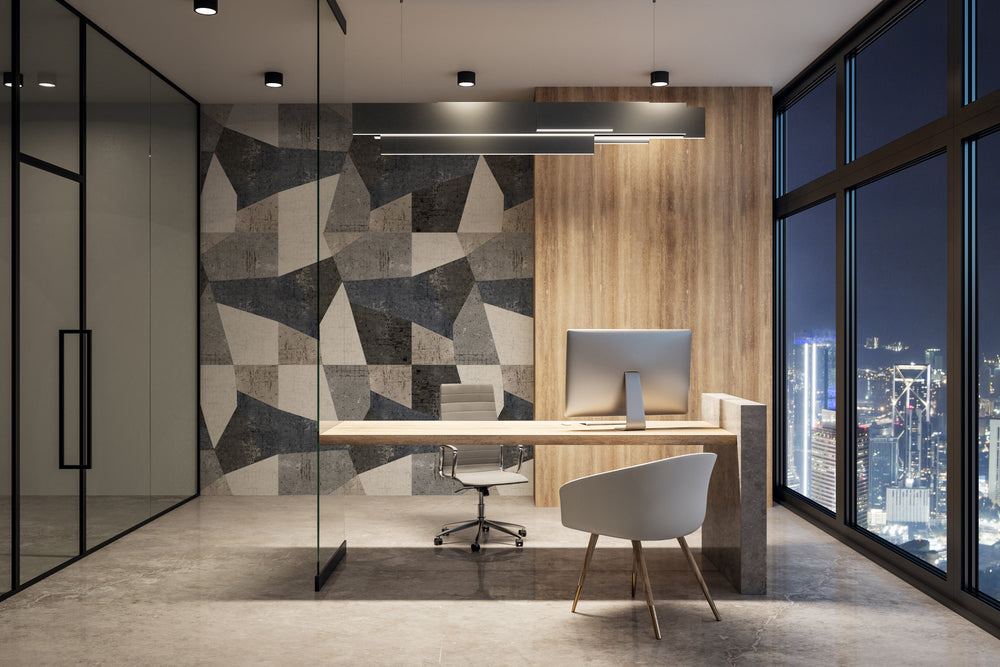 Gray Geometric Tiles Mural Wallpaper M1341