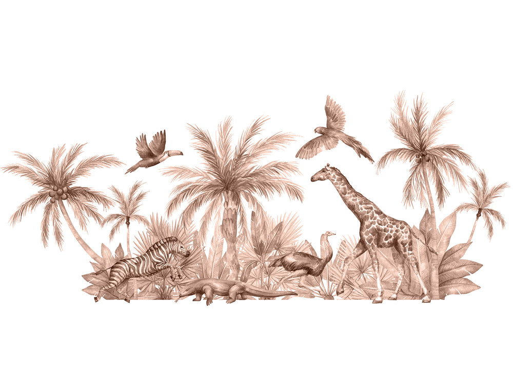 Gray Jungle and Animals Mural Wallpaper M1455