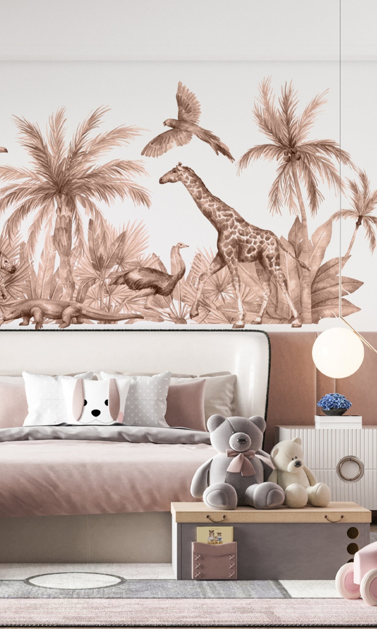 Gray Jungle and Animals Mural Wallpaper M1455