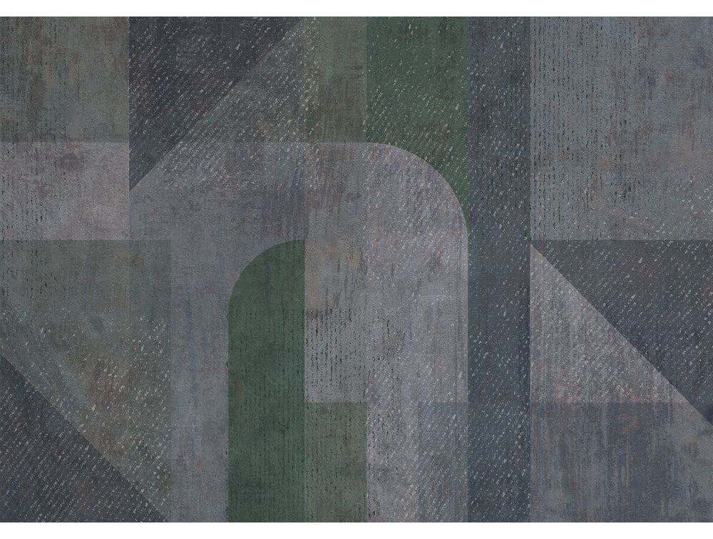 Gray Large Geometric Patterns Mural Wallpaper M1388