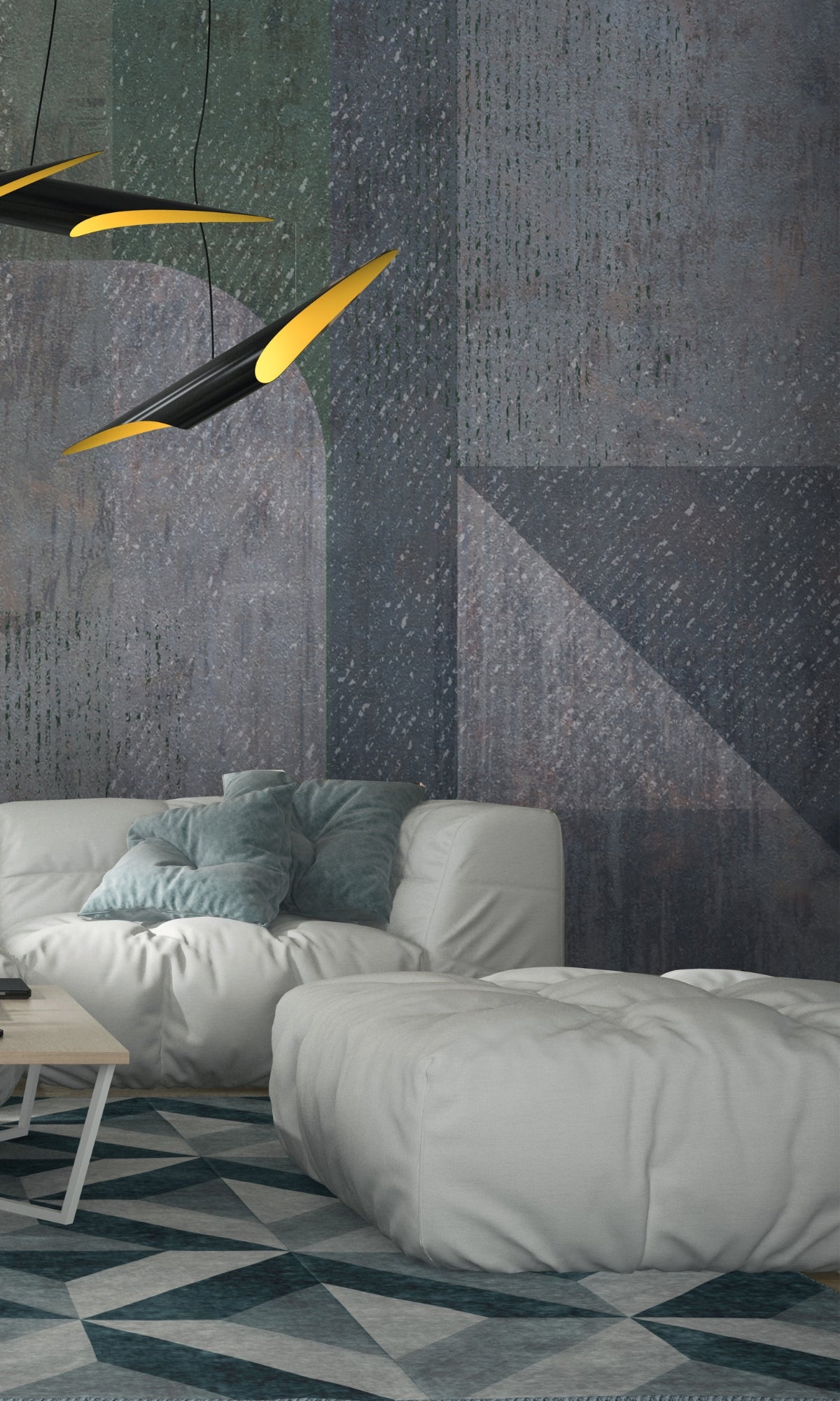 Gray Large Geometric Patterns Mural Wallpaper M1388-Sample