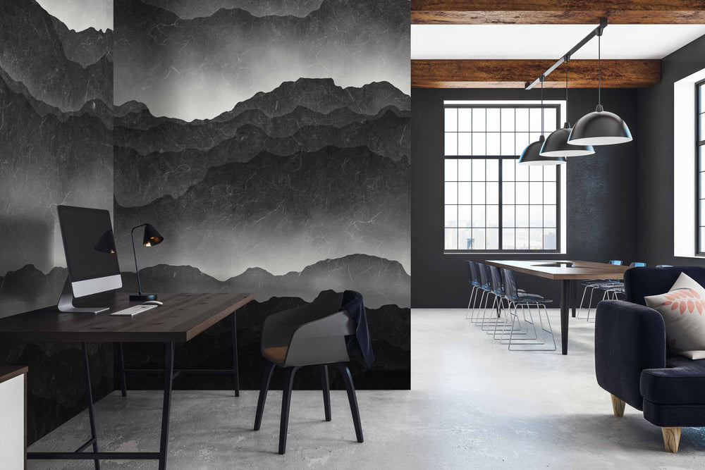 Gray Mountains Fading Mural Wallpaper M1385