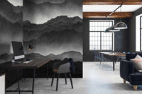 Gray Mountains Fading Mural Wallpaper M1385