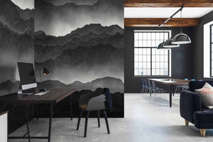 Gray Mountains Fading Mural Wallpaper M1385