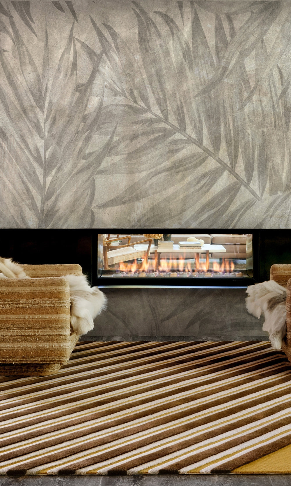Gray Palm Leaves Mural Wallpaper M1242-Sample