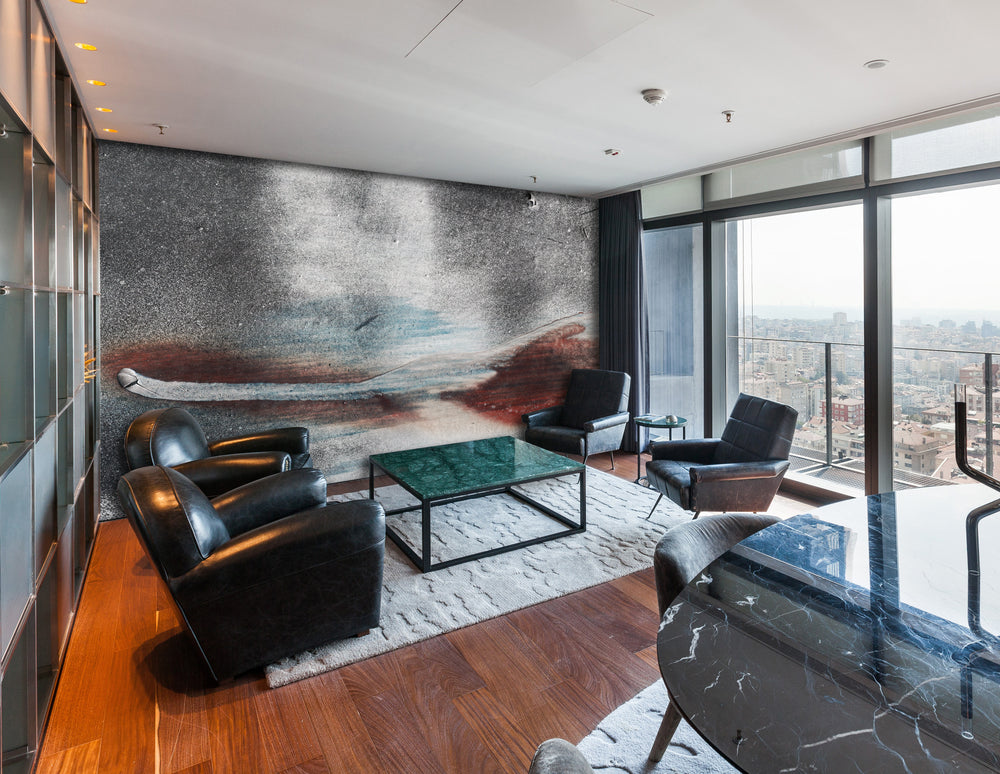 Gray Scratched Grey Metal Mural Wallpaper M1365