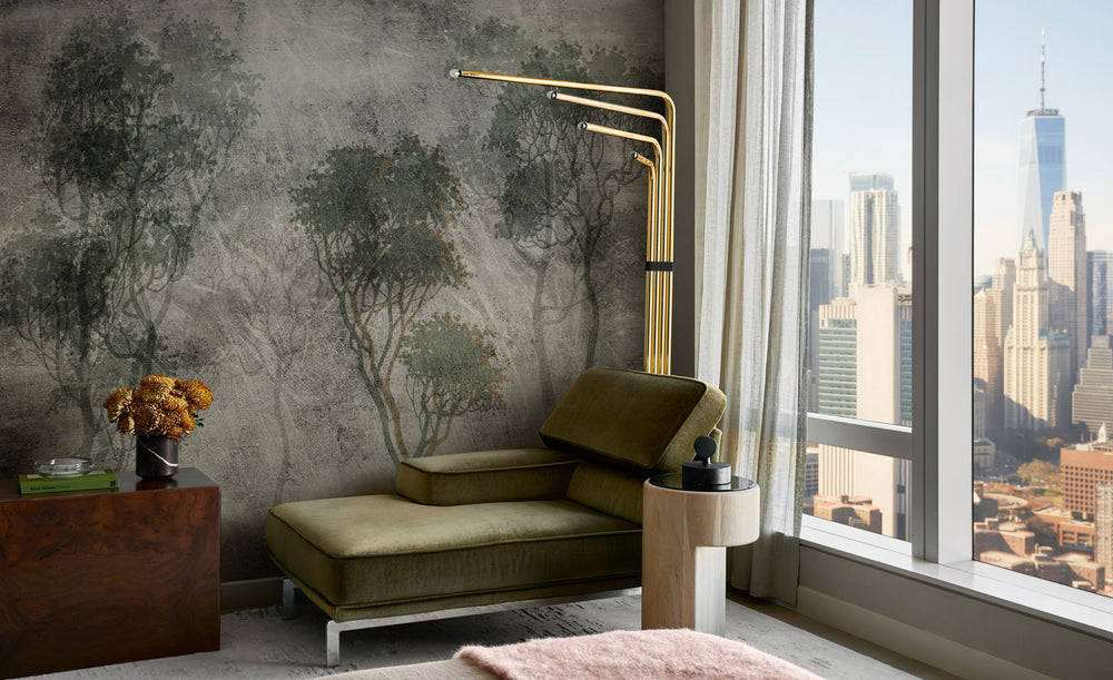 Gray Shadow of the trees on Concrete Mural Wallpaper M1246