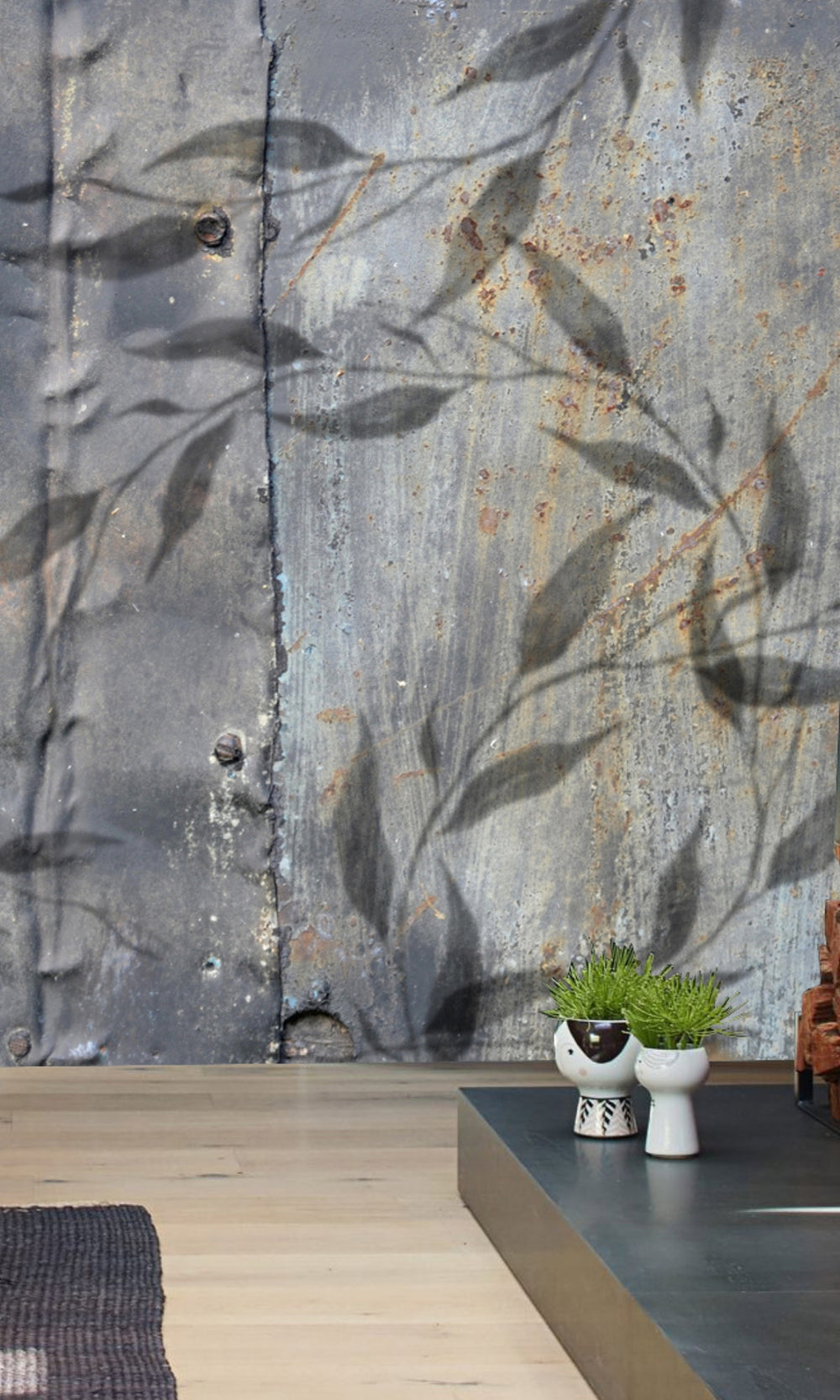 Gray Shadow on old Metal Mural Wallpaper M1320