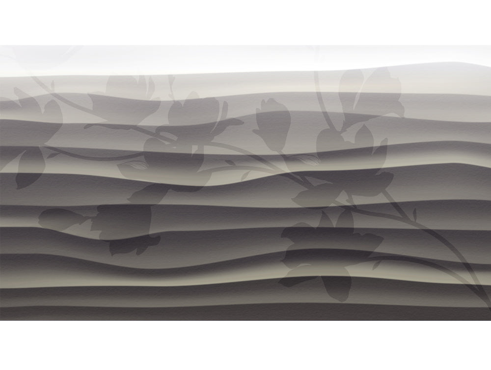 Gray Wavy Stripes with Flower Shadow Mural Wallpaper M1371