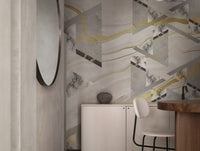 Gray & Gold Geometric Luxury Marble Mural Wallpaper M1237