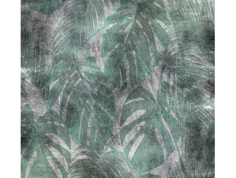 Gray & Green Rough Tropical Concrete Mural Wallpaper M1243
