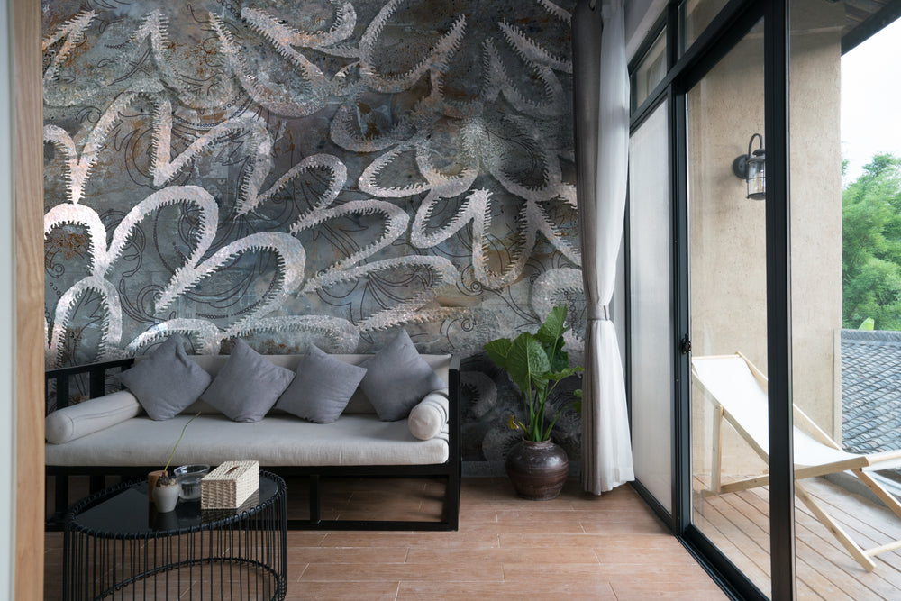 Gray &  Metalic Decorative D Mural Wallpaper M1362