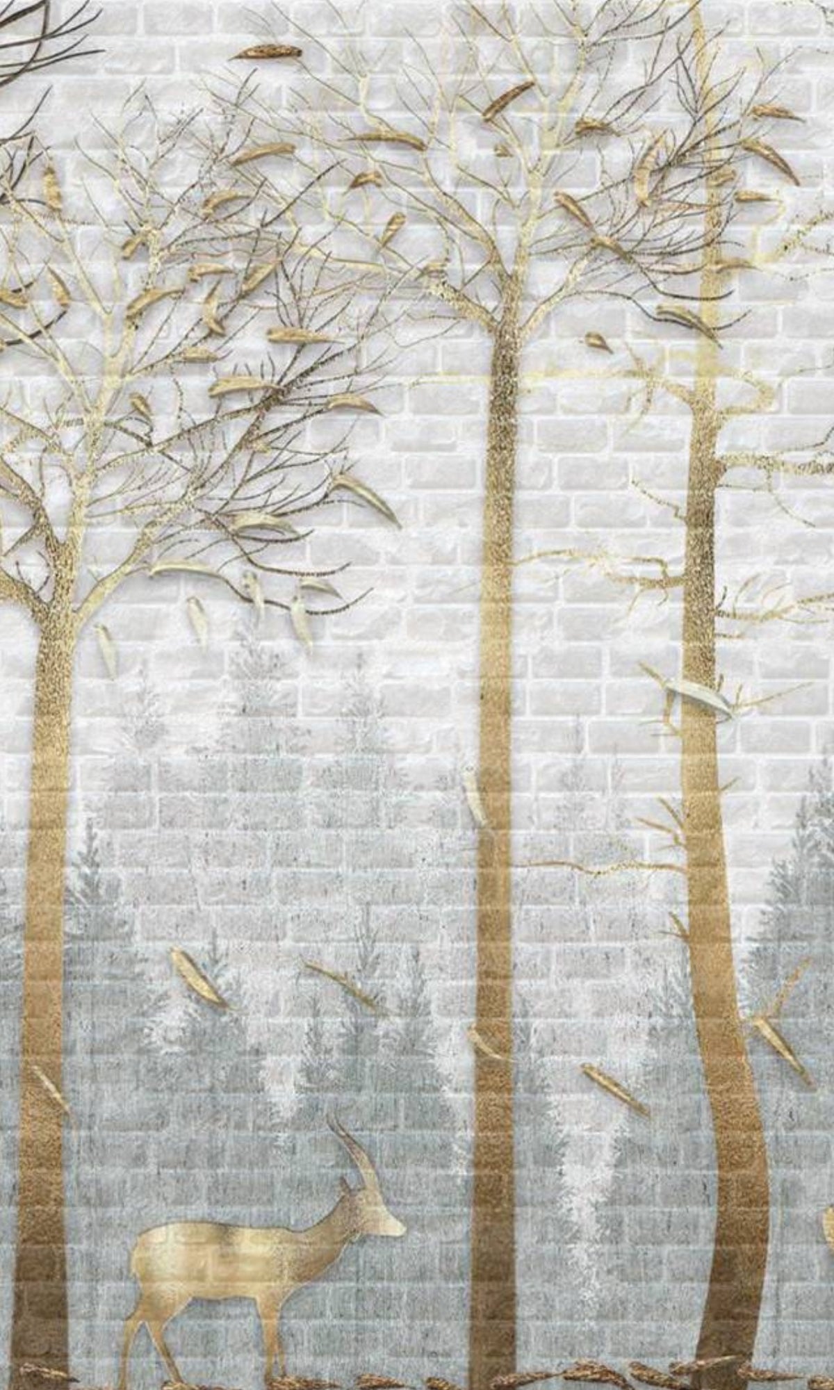 Gray & Neutral Autumn Season Mural Wallpaper M1284-Sample