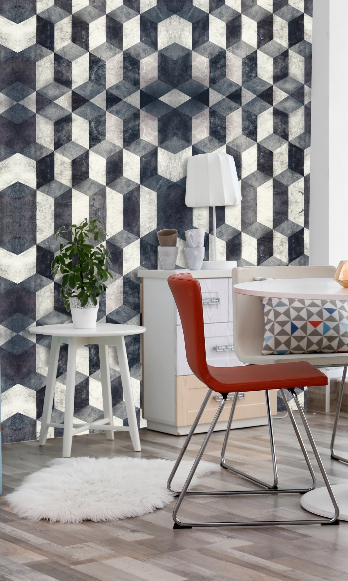 Gray & Neutral Geometric Shapes Mural Wallpaper M1328-Sample