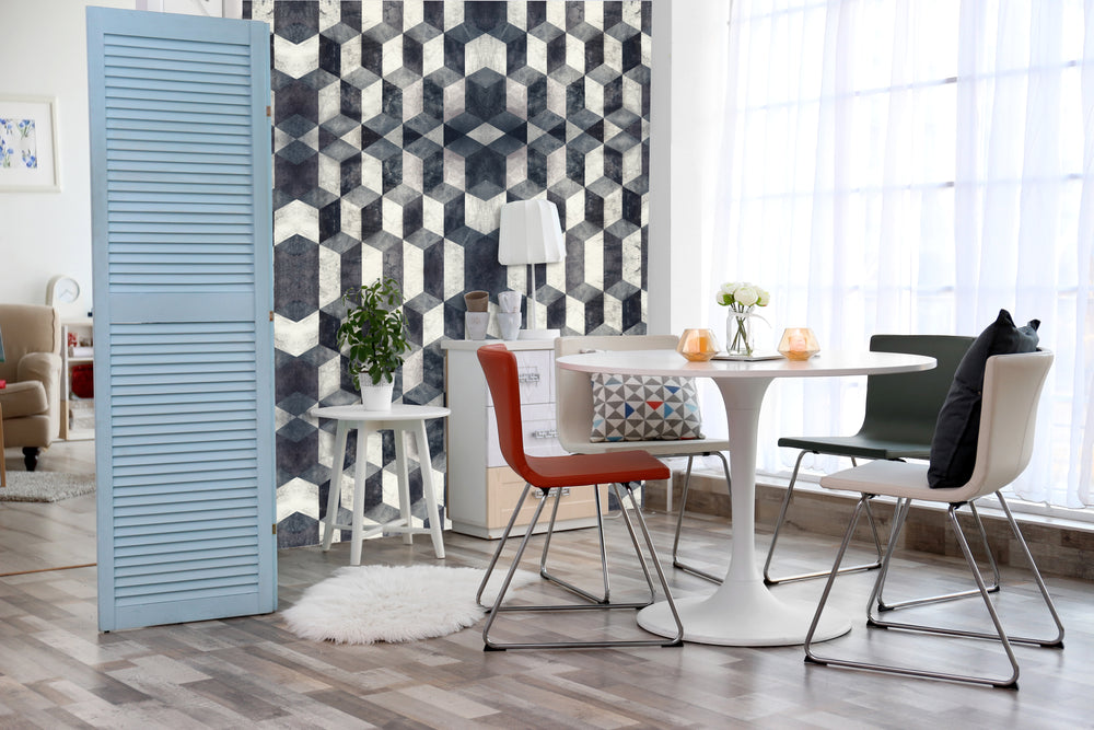 Gray & Neutral Geometric Shapes Mural Wallpaper M1328