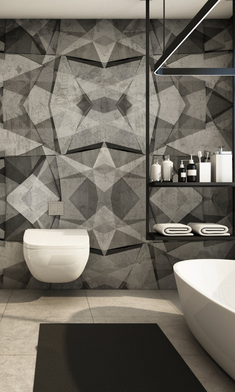 Gray & Neutral Triangular Shapes Mural Wallpaper M1330
