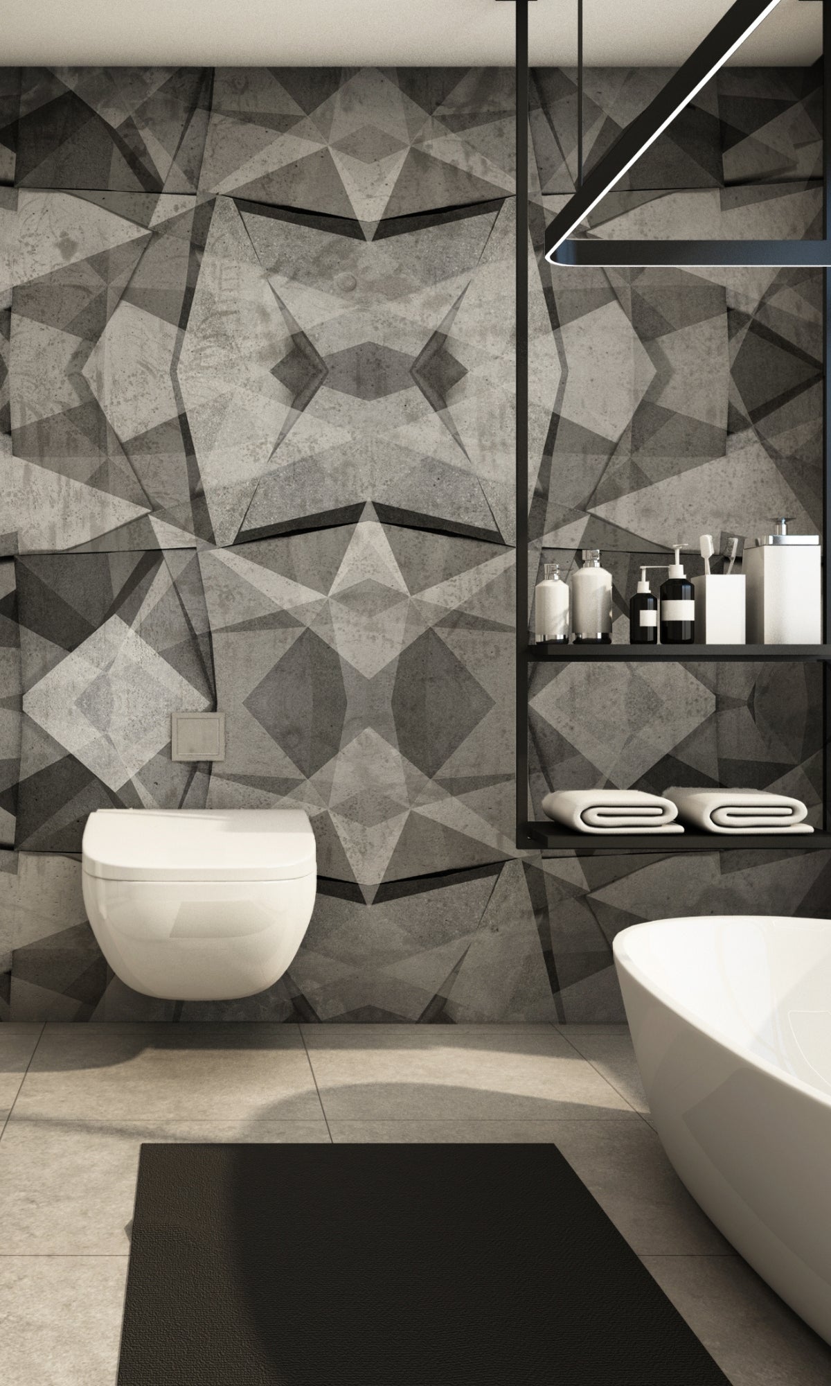 Gray & Neutral Triangular Shapes Mural Wallpaper M1330-Sample