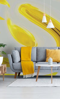 Gray & Yellow Painting Wallpaper M1233