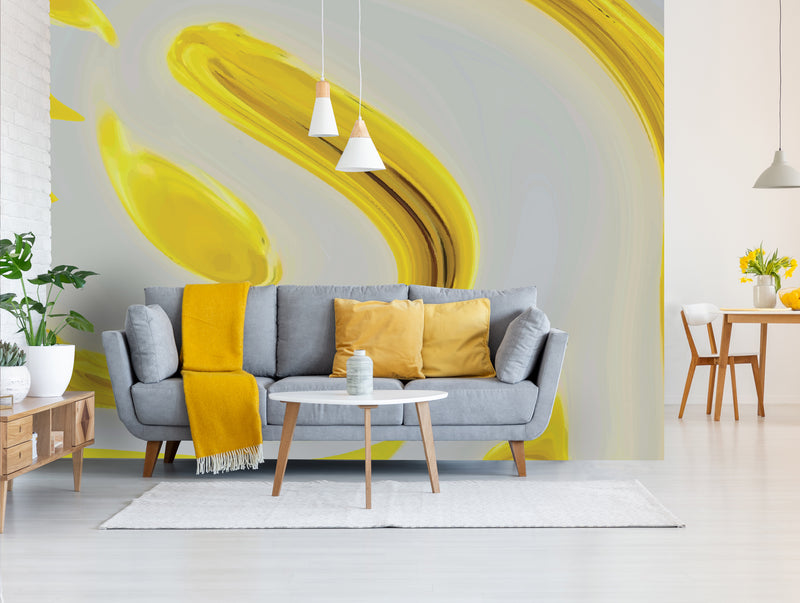 Gray & Yellow Painting Wallpaper M1233