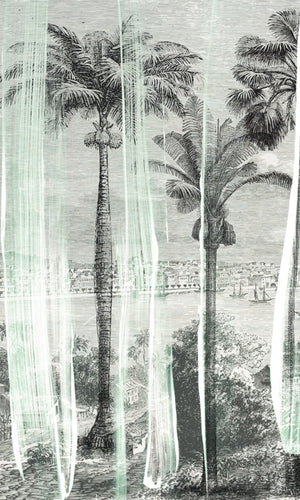 Gray hidden tropical Jungle Mural Wallpaper M1173