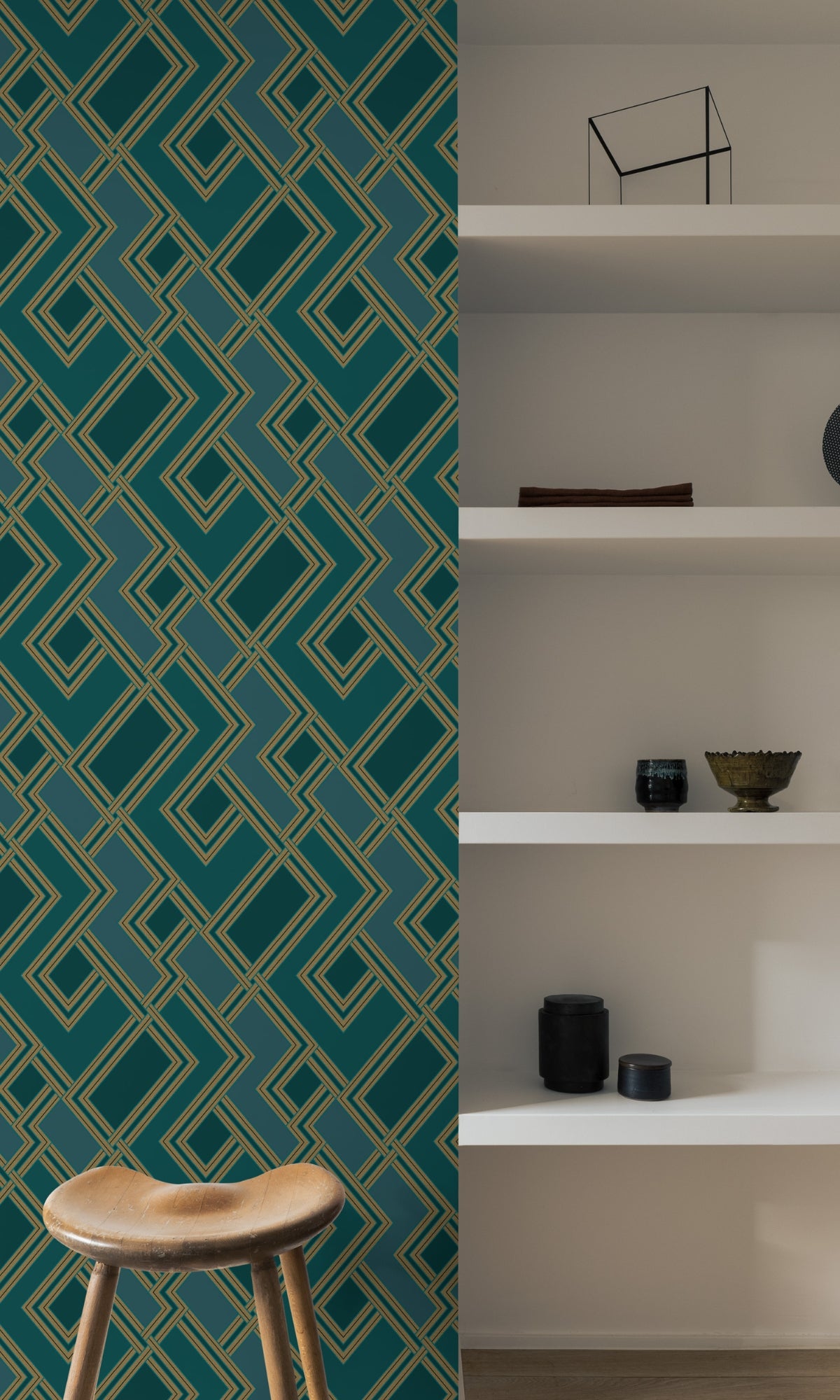Green Abstract Graphic Geometric Wallpaper R8355