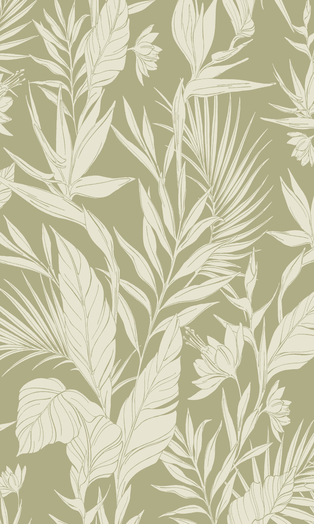 Green All Over Branches & Leaves Tropical Wallpaper R9312