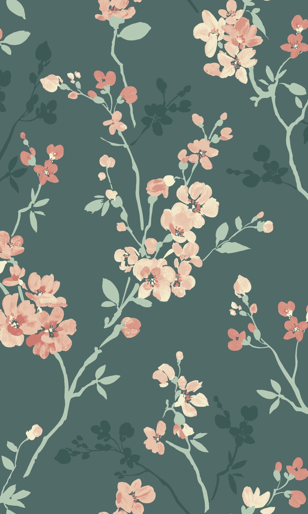 Green Classic Minimalist Floral Wallpaper R9303