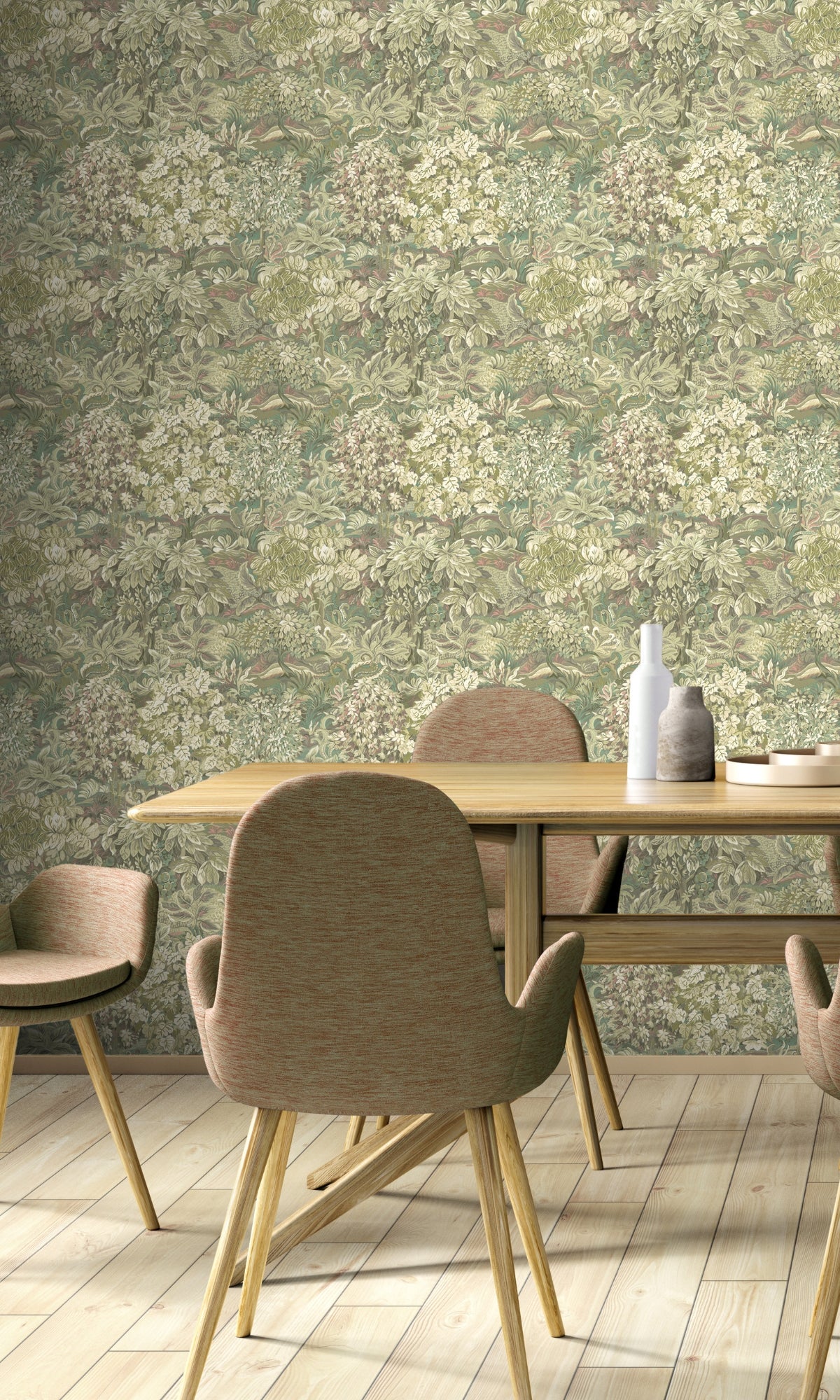 Green Floral Foliage Floral Wallpaper R8798