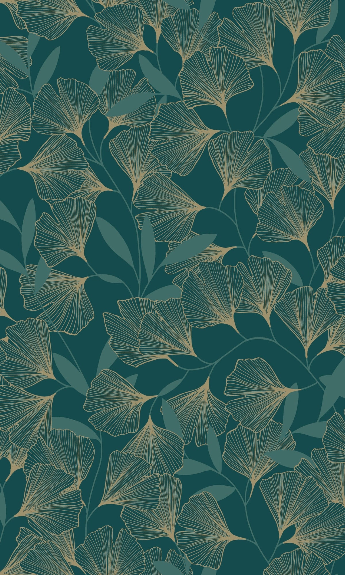 Green Ginko Leaves Tropical Wallpaper R9338