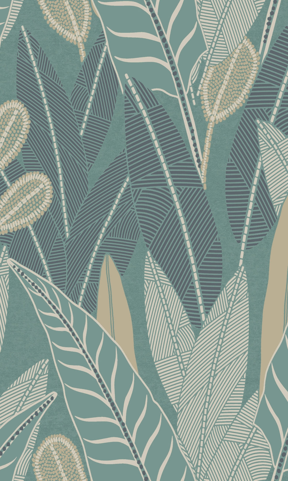 Green Leafy Tropical Leaves Wallpaper R9348