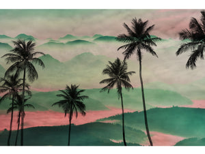 Green Palm trees Silhouette Mural Wallpaper M1261
