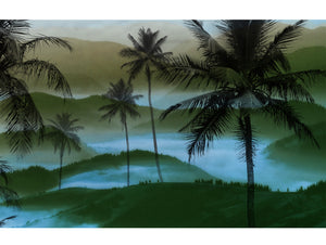 Green Palm trees and Mountain Mural Wallpaper M1264