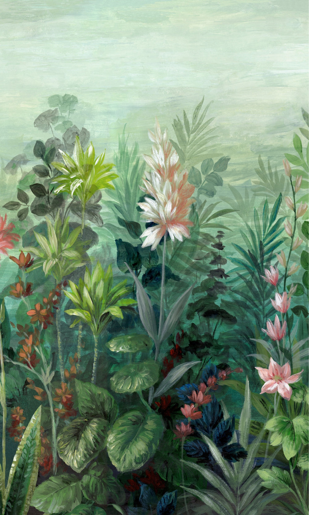 Green Romatnic Floral Sage Floral Wallpaper RM9009