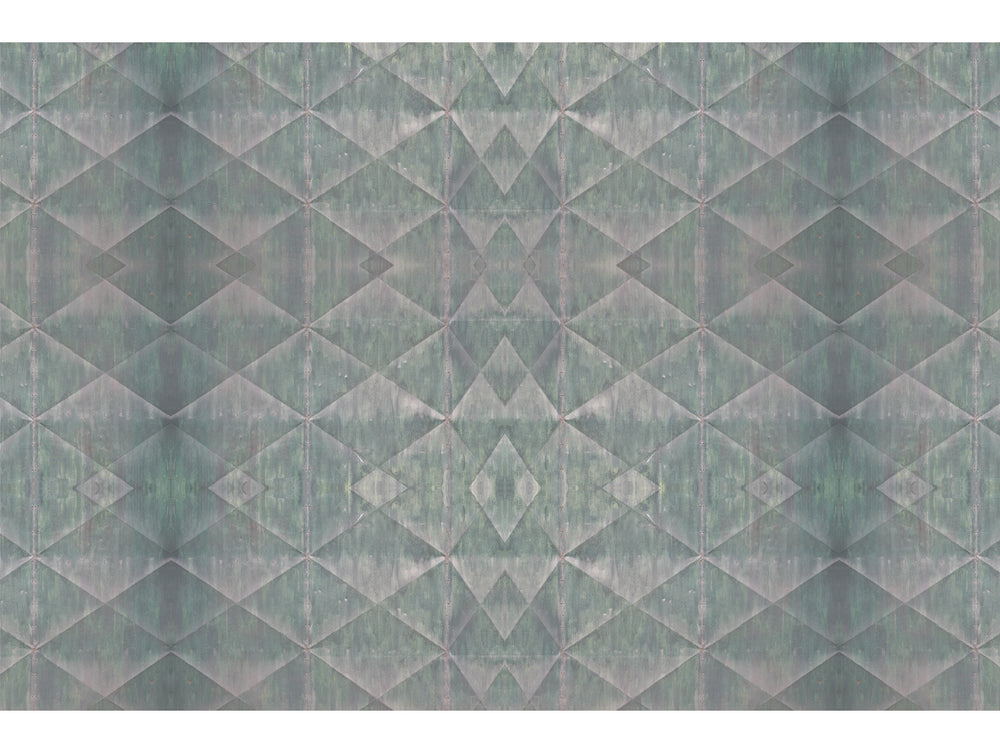 Green Rusty metal With Geometric Shape Mural Wallpaper M1317