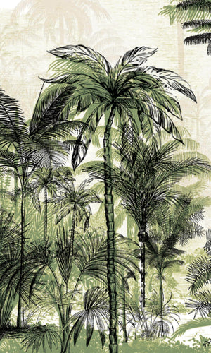 Green Tall Coconut Trees Mural Wallpaper M1179