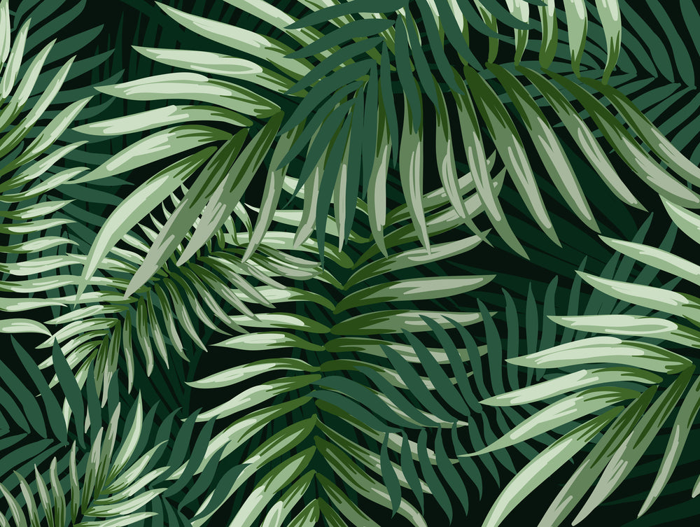 Green Tropical Leaves Mural Wallpaper M1271