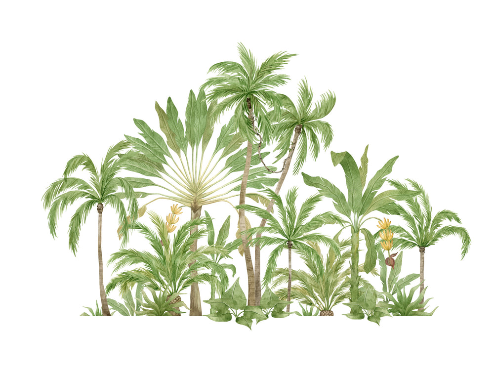 Green Tropical hand Painted Mural Wallpaper M1408