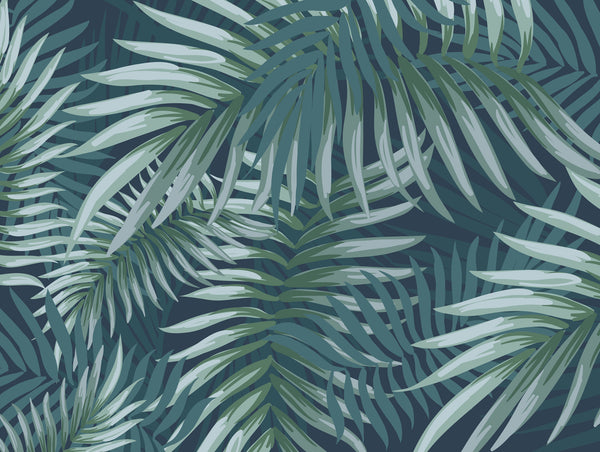 Green Tropical Palm Leaves Mural Wallpaper M1265 – Walls Republic US