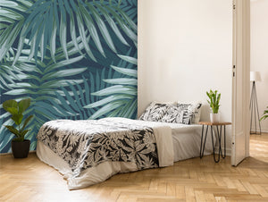 Green Tropical Palm Leaves Mural Wallpaper M1265