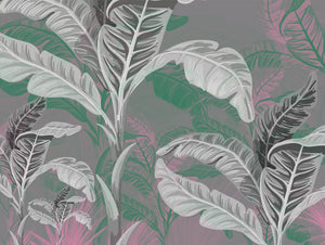 Green Tropic botanical Shrubs Mural Wallpaper M1268