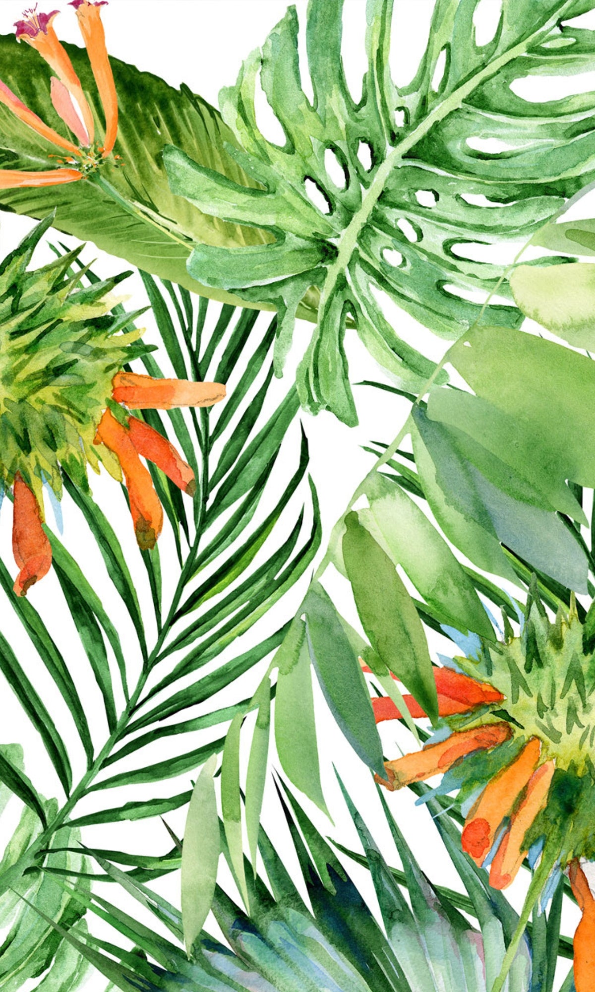Green Watercolour Flowers Wallpaper M1192-Sample